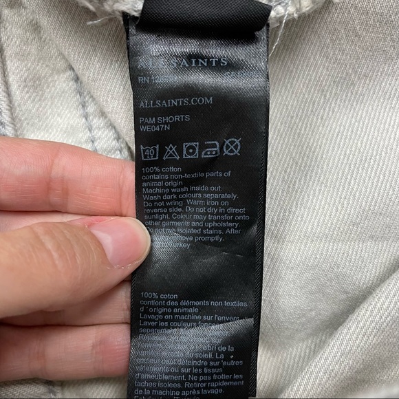 All Saints Pam Distressed Denim Jean Shorts in Light Gray Size 26 - Picture 5 of 7